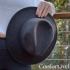 Chapéu Fedora Camurça Feltro Veludo Aba Reta Media Unissex