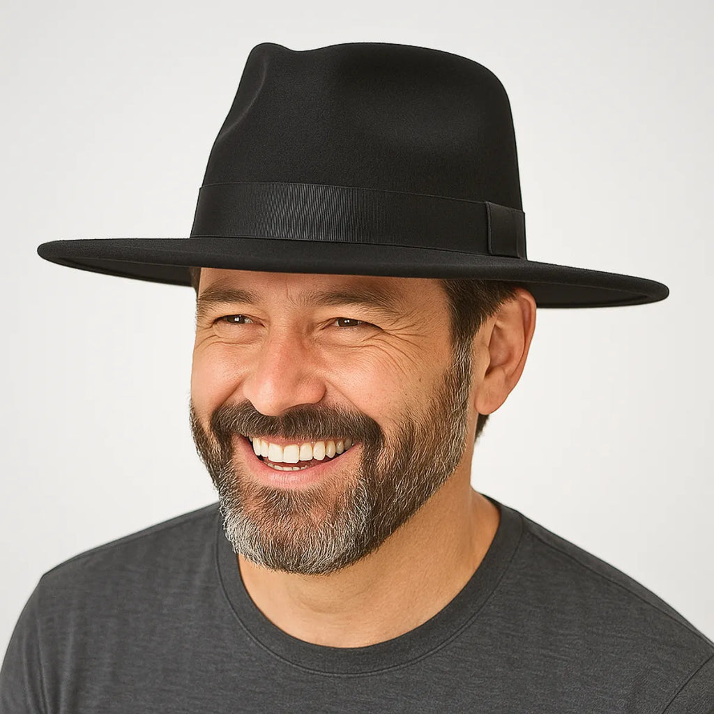 Chapéu Fedora Camurça Feltro Veludo Aba Reta Media Unissex