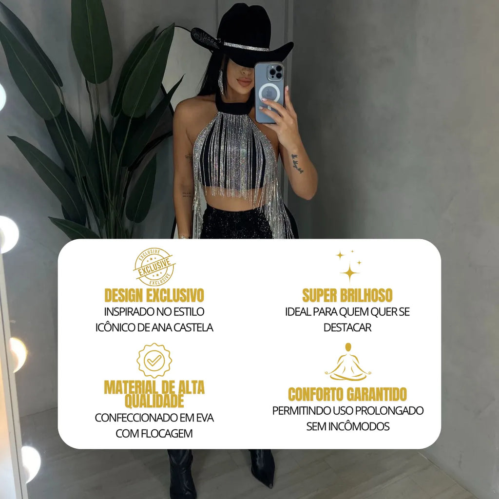 Chapéu De Strass Country/rodeio/pecuária/boideira/ana Castel